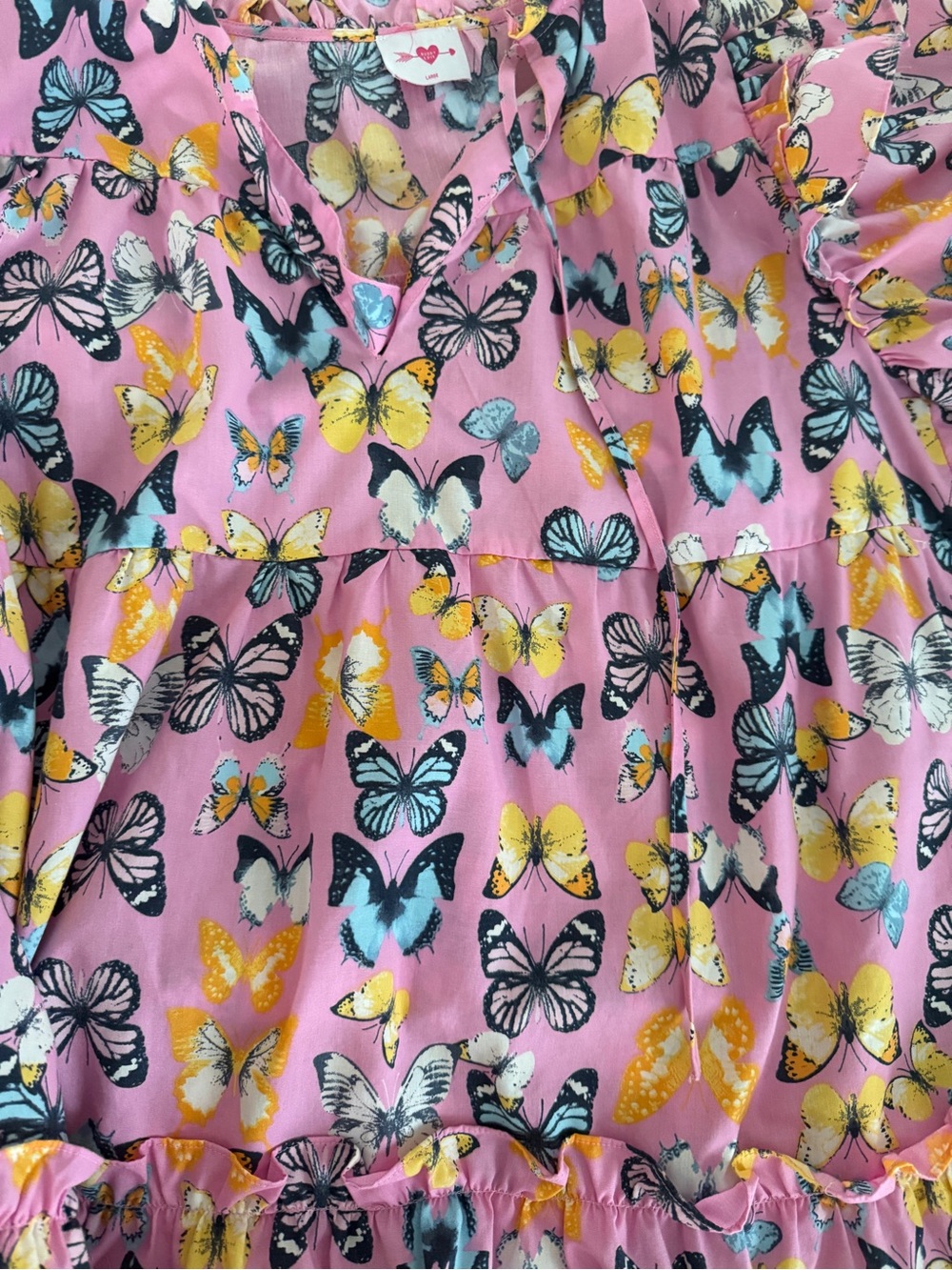 Ensley Feelin Butterflies Dress by Buddy Love - Butterfly Print Tiered size L - Picture 3 of 5